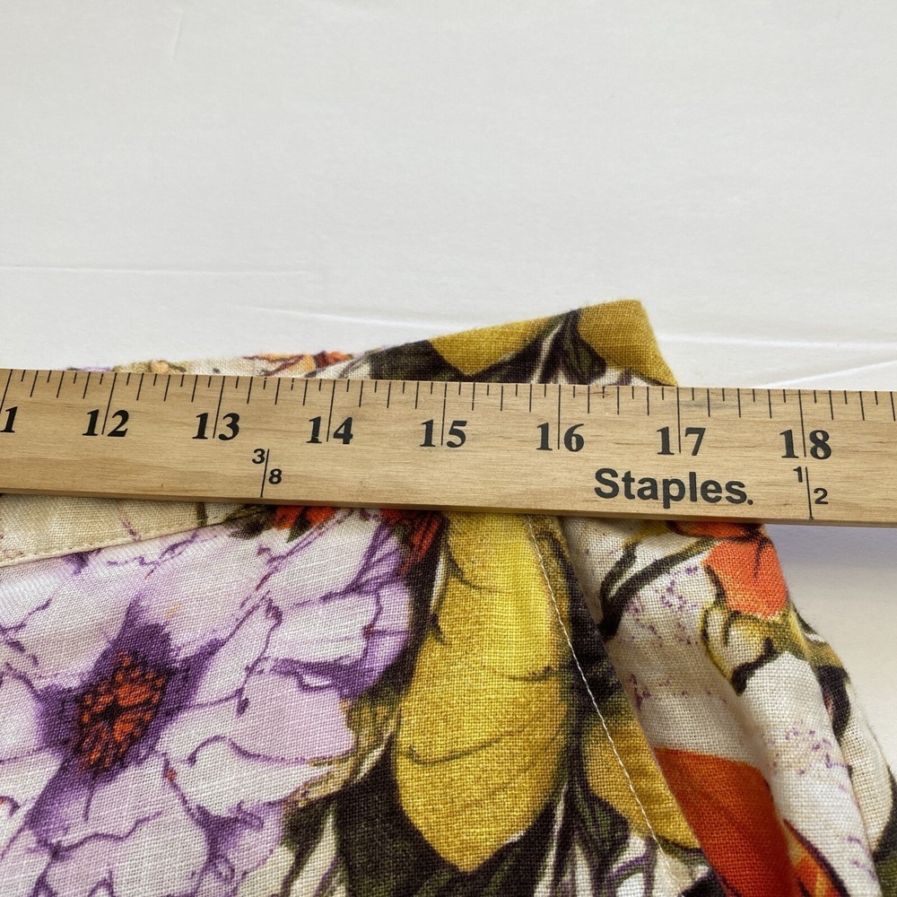 Chico's Womens Boho Linen Floral Straight Leg Pants Size 10‎ Coastal Lagenlook - Picture 9 of 11